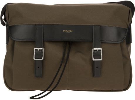 yves saint laurent fabric green messenger bag|Yves Saint Laurent Messenger Bag .